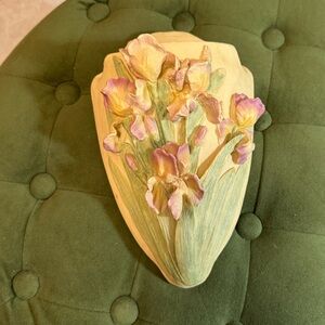 💜💚Iris STONE Wall Plaque with Purple and Green Accents